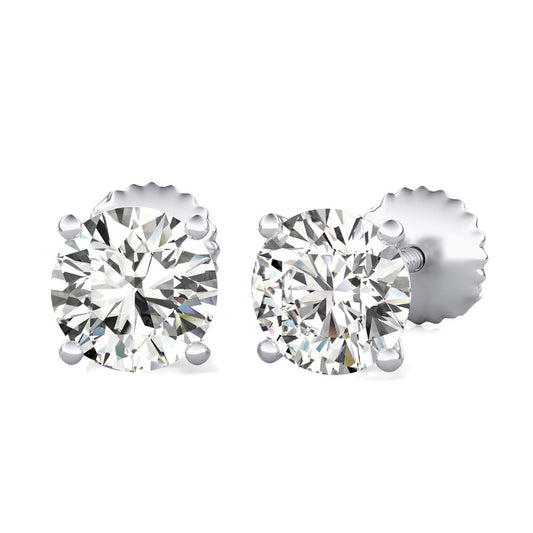 Round Natural Diamond Martini Stud Earrings