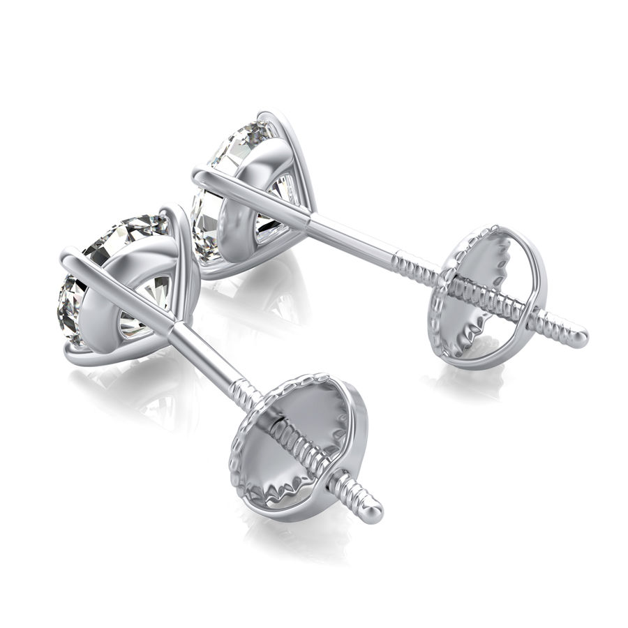 Round Natural Diamond Martini Stud Earrings