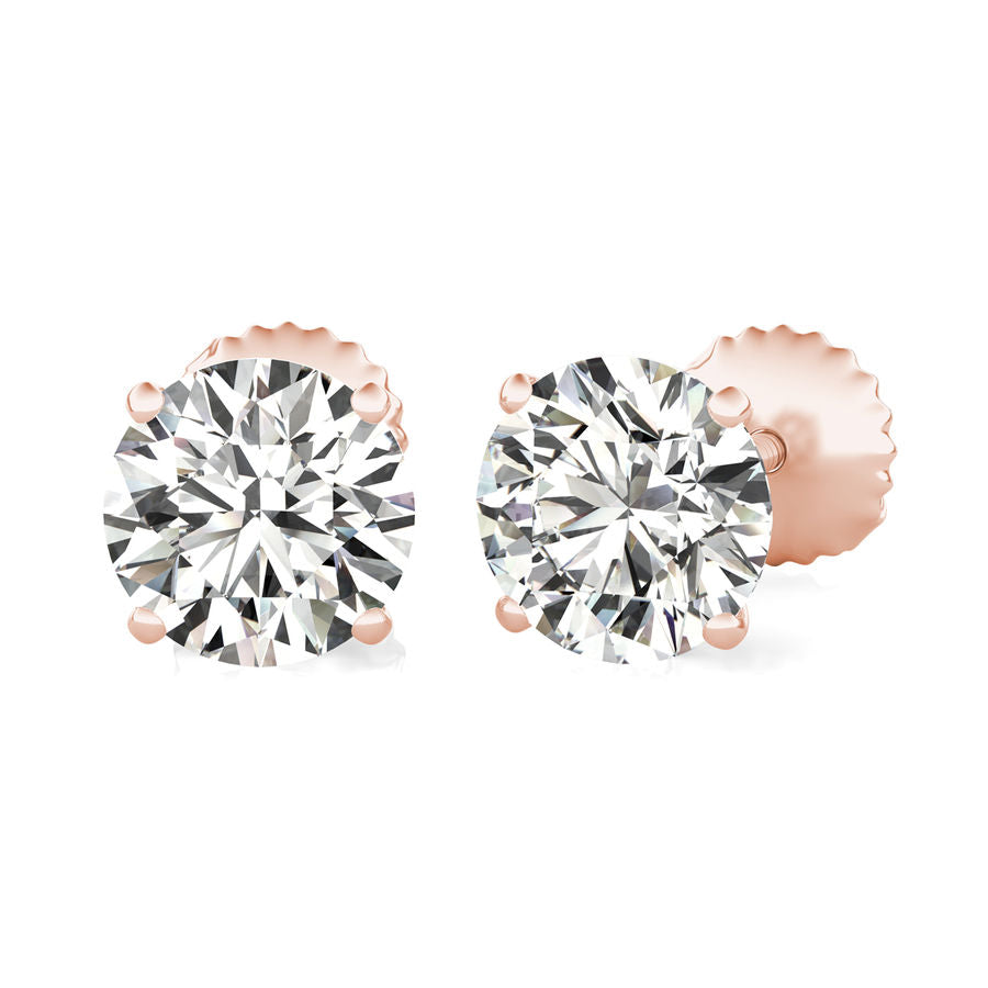 Round Natural Diamond Martini Stud Earrings
