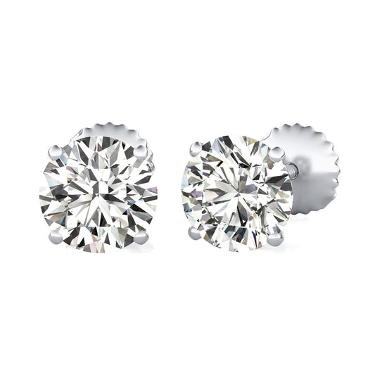 Round Natural Diamond Martini Stud Earrings
