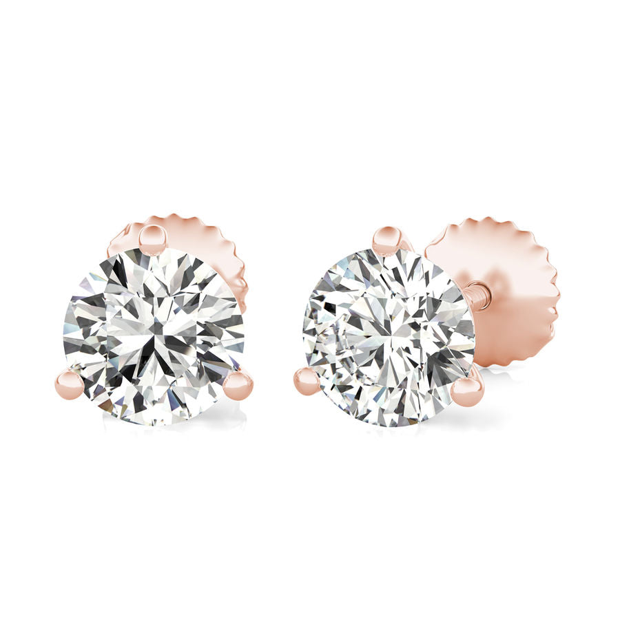 Round Natural Diamond Martini Stud Earrings