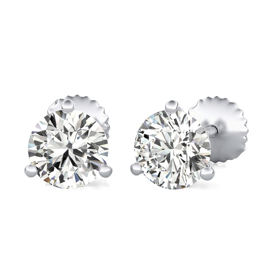 Round Natural Diamond Martini Stud Earrings