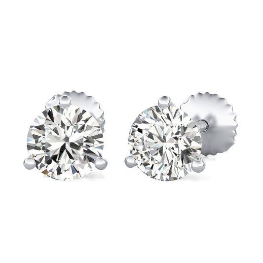 Round Natural Diamond Martini Stud Earrings