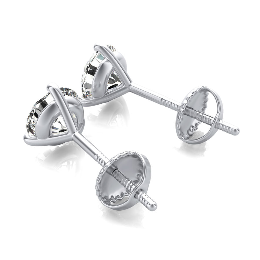 Round Natural Diamond Martini Stud Earrings