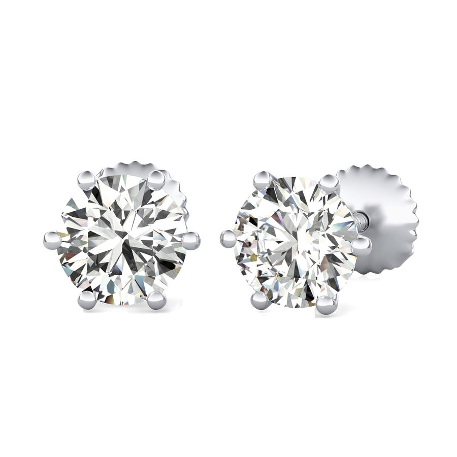 Round Natural Diamond Martini Stud Earrings
