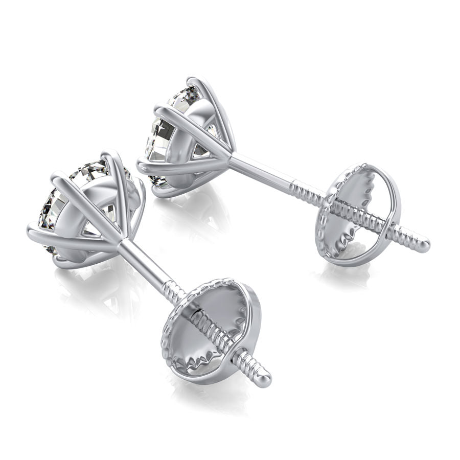 Round Natural Diamond Martini Stud Earrings