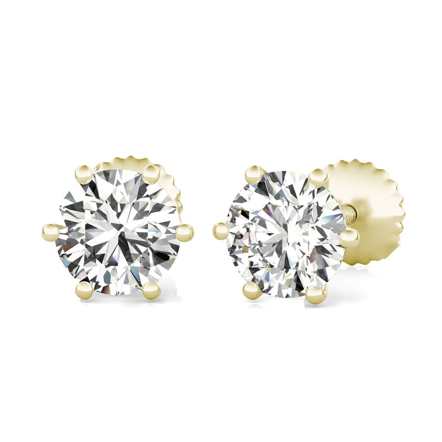 Round Natural Diamond Martini Stud Earrings
