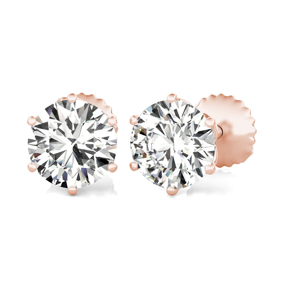 Round Natural Diamond Flower Stud Earrings