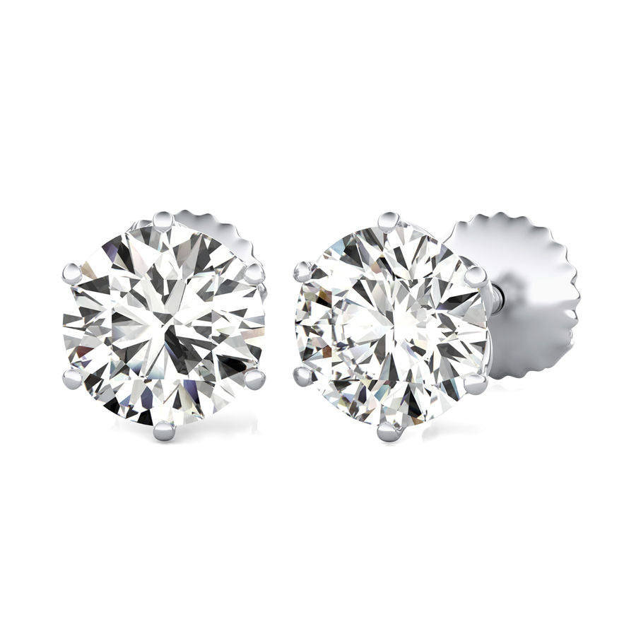 Round Natural Diamond Flower Stud Earrings
