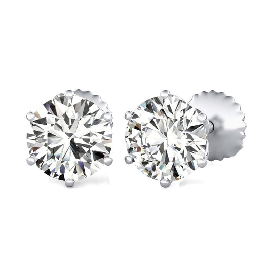 Round Natural Diamond Flower Stud Earrings