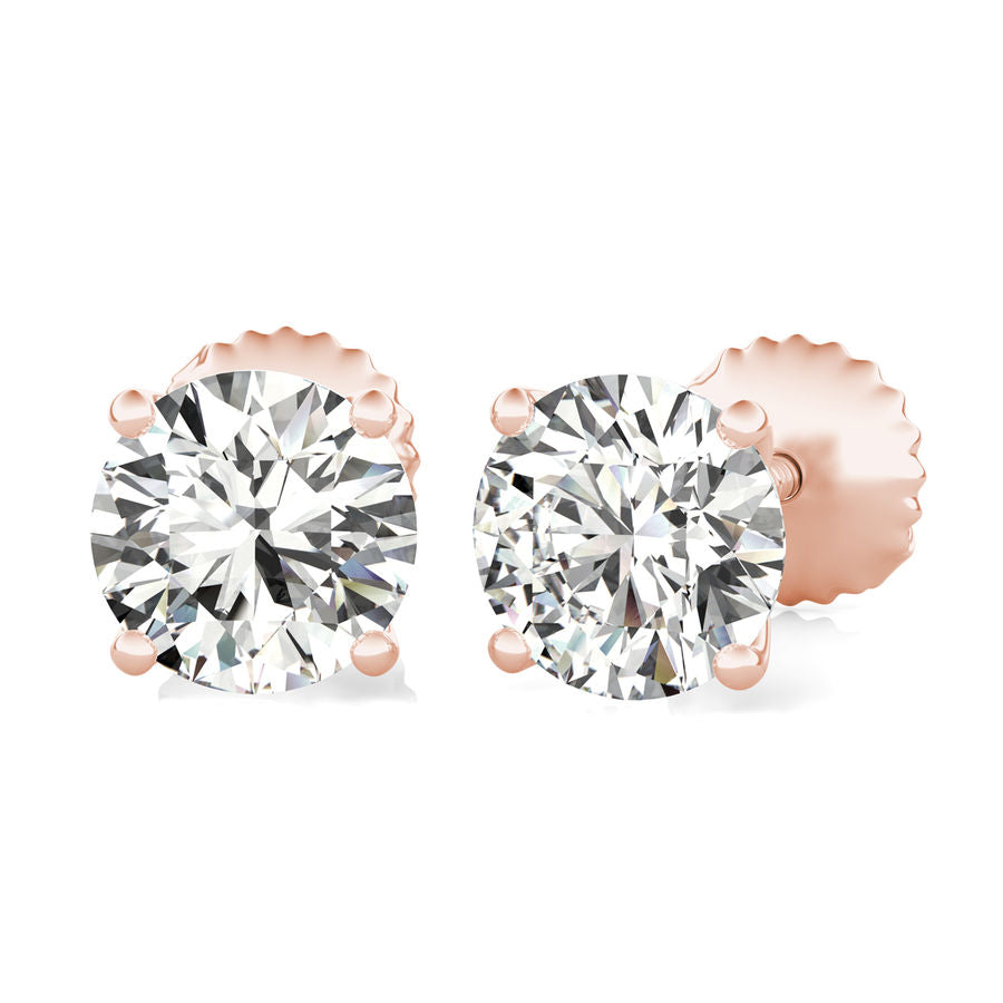 Round Natural Diamond Martini Stud Earrings
