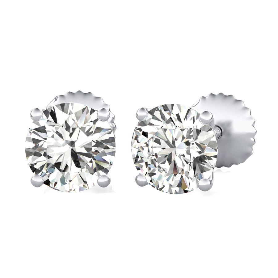 Round Natural Diamond Martini Stud Earrings
