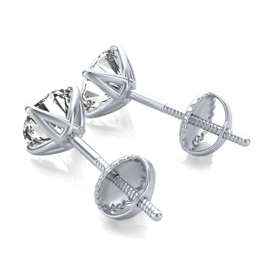 Round Natural Diamond Martini Stud Earrings