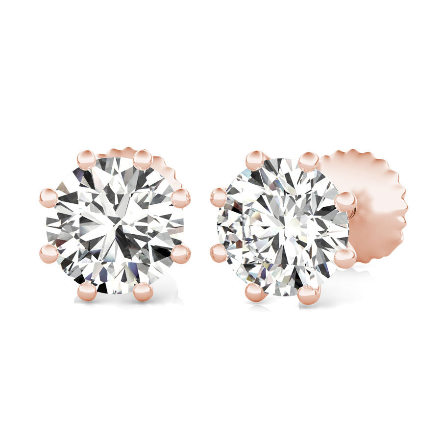 Round Natural Diamond Stud Earrings