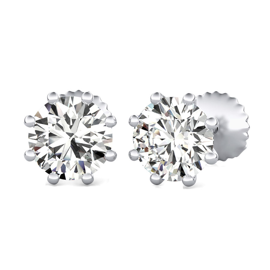 Round Natural Diamond Stud Earrings