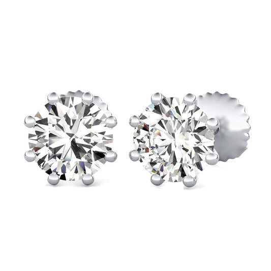 Round Natural Diamond Stud Earrings
