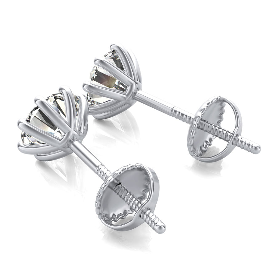 Round Natural Diamond Stud Earrings