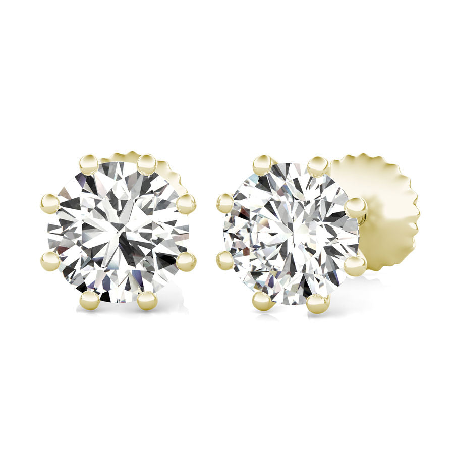 Round Natural Diamond Stud Earrings