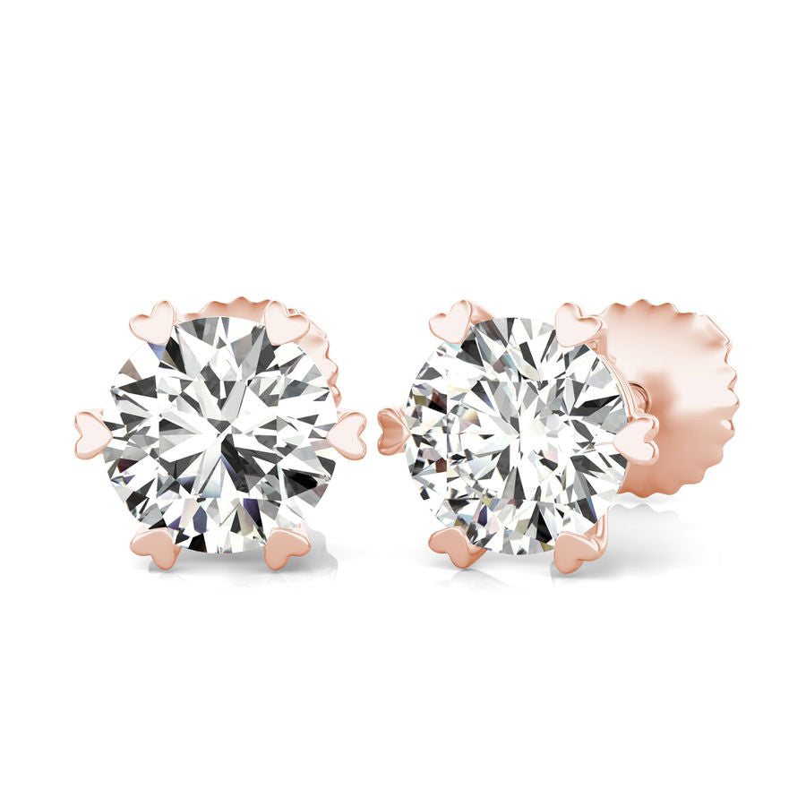 Round Natural Diamond Stud Earrings