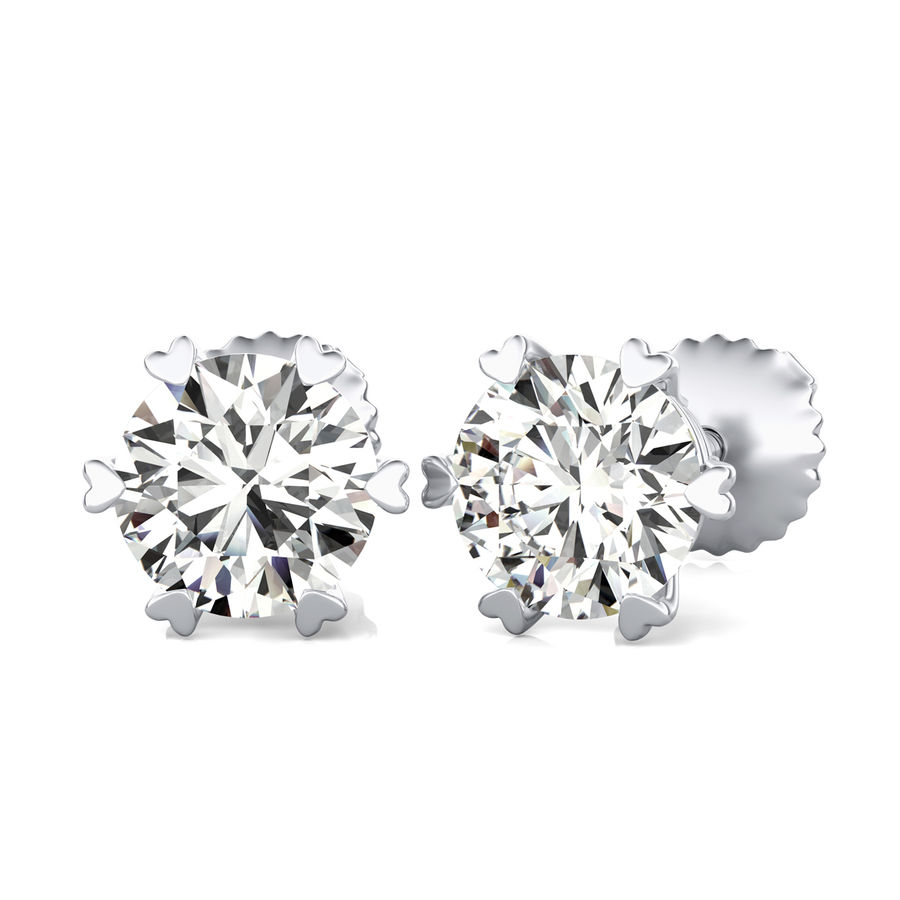 Round Natural Diamond Stud Earrings