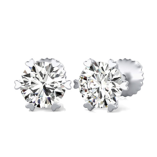 Round Natural Diamond Stud Earrings