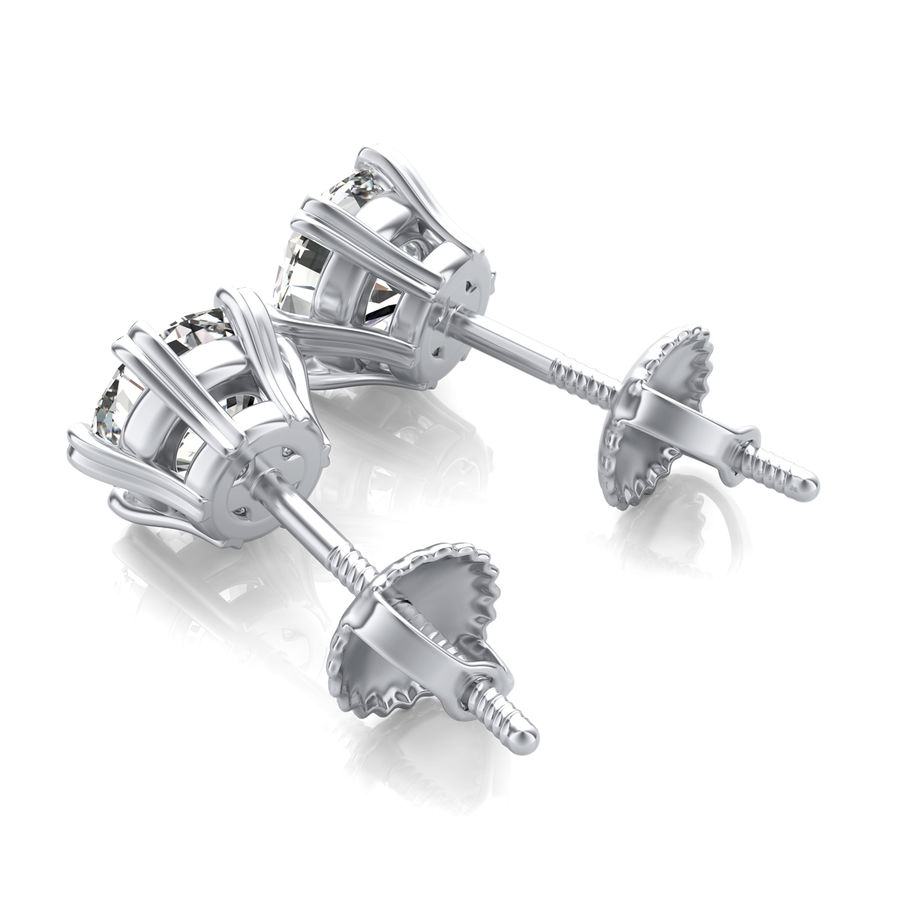 Round Natural Diamond Stud Earrings