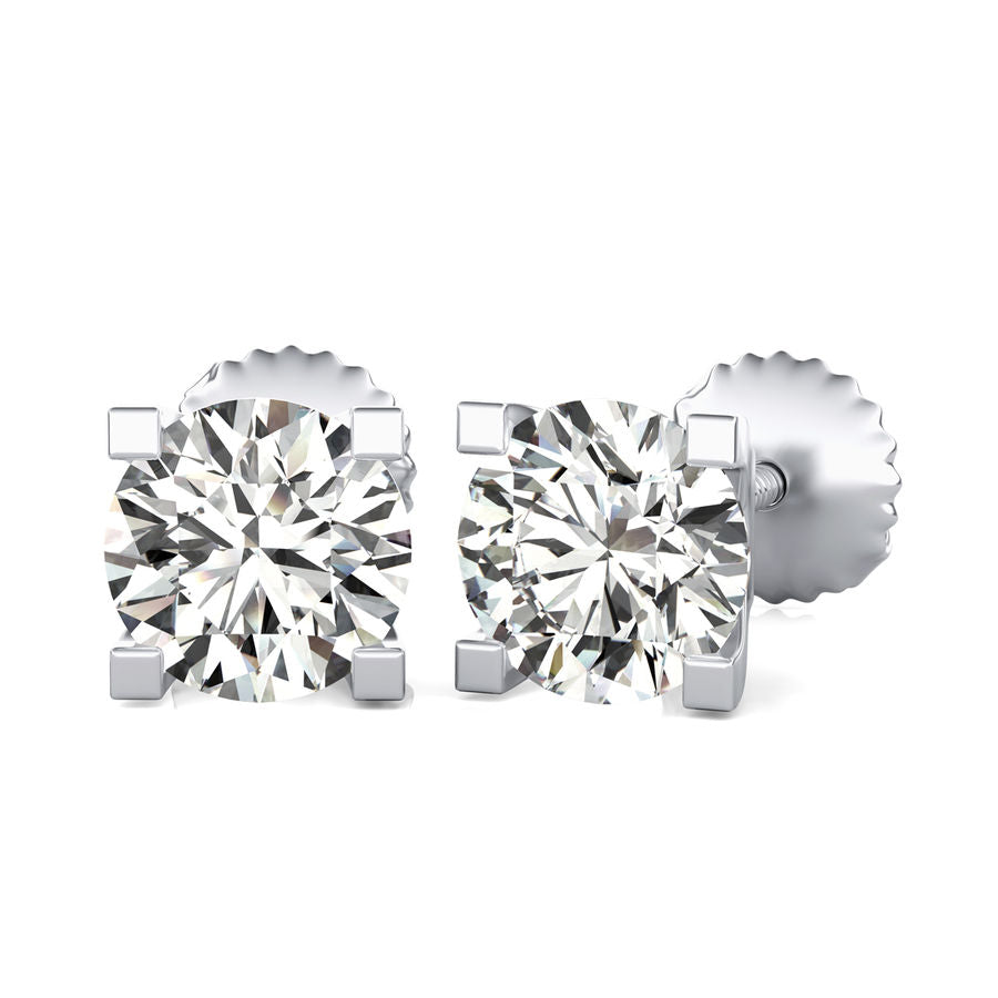 Round Natural Diamond Stud Earrings