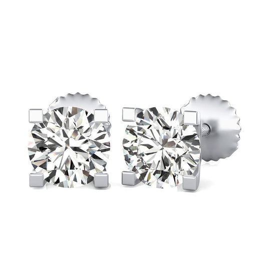Round Natural Diamond Stud Earrings