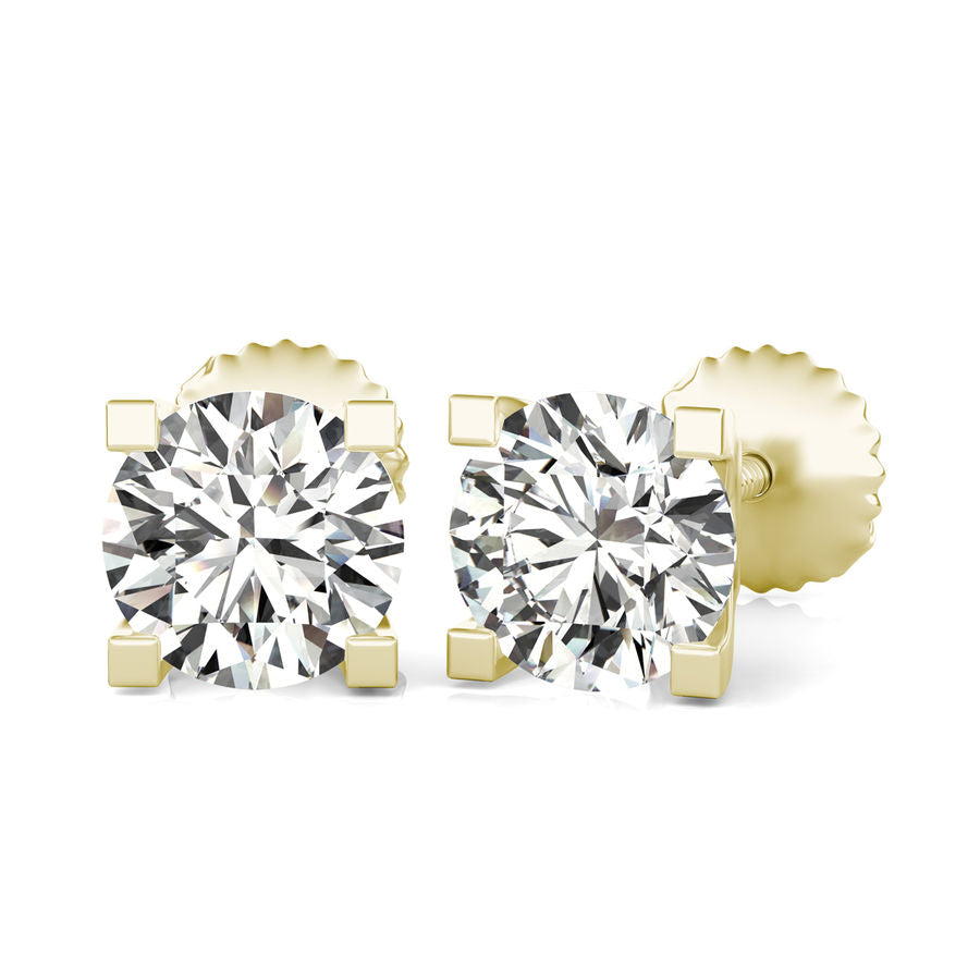 Round Natural Diamond Stud Earrings