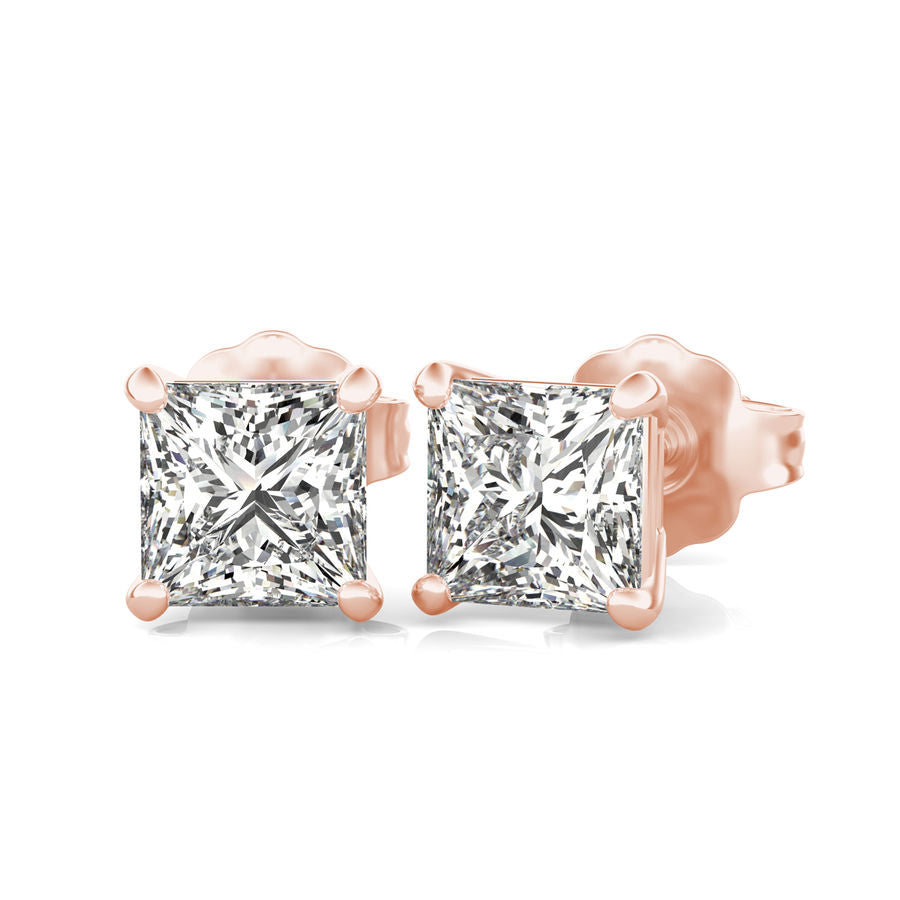 Princess Natural Diamond Stud Earrings