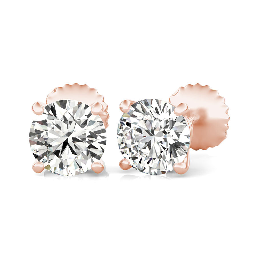 Round Natural Diamond Stud Earrings