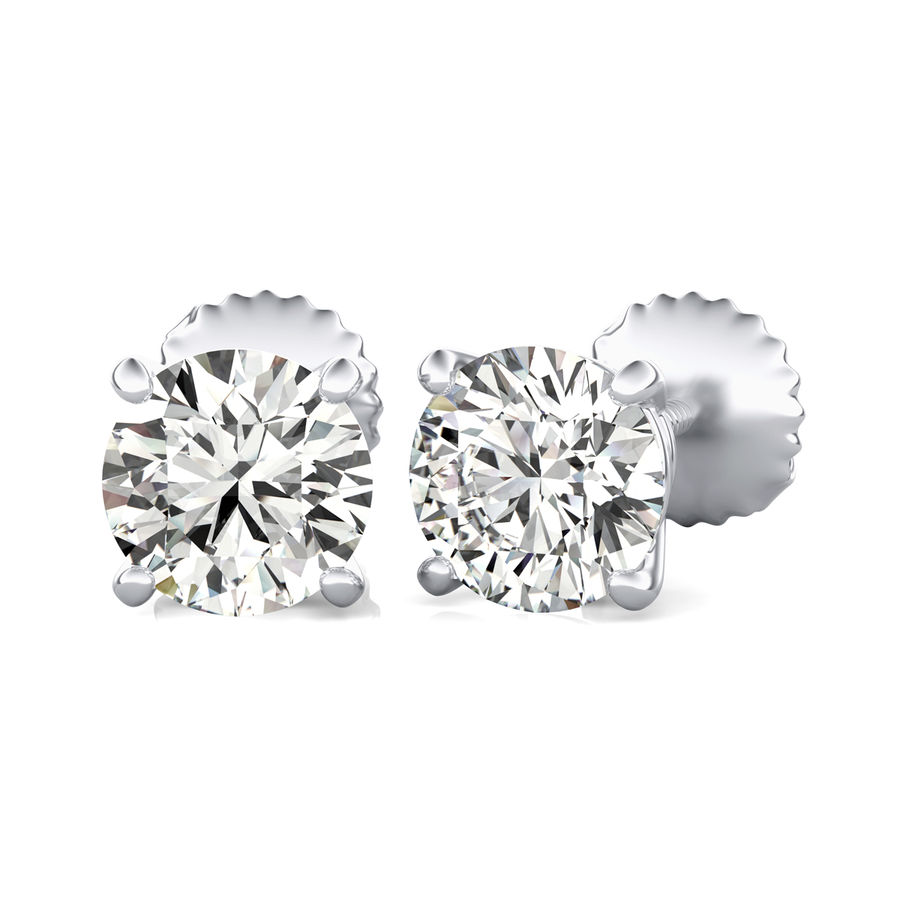 Round Natural Diamond Stud Earrings