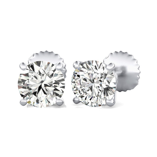 Round Natural Diamond Stud Earrings
