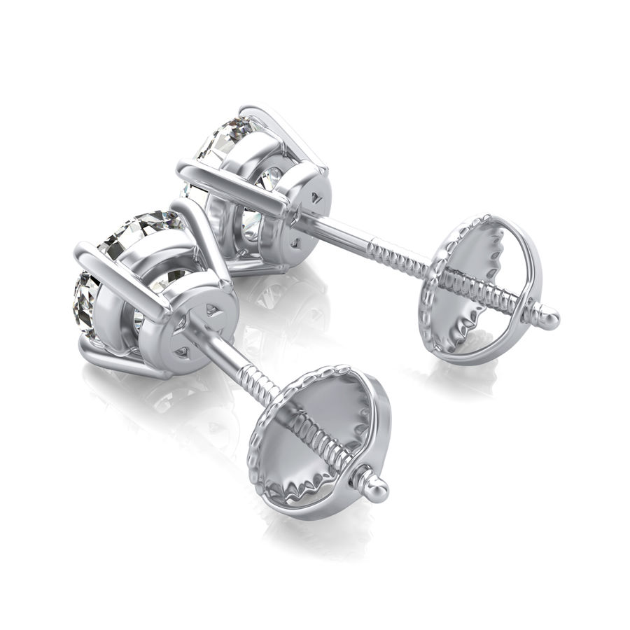 Round Natural Diamond Stud Earrings