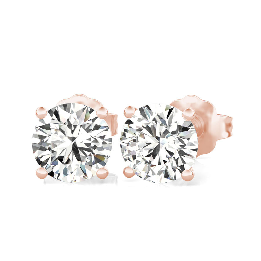 Round Natural Diamond Stud Earrings