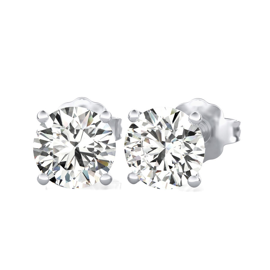 Round Natural Diamond Stud Earrings