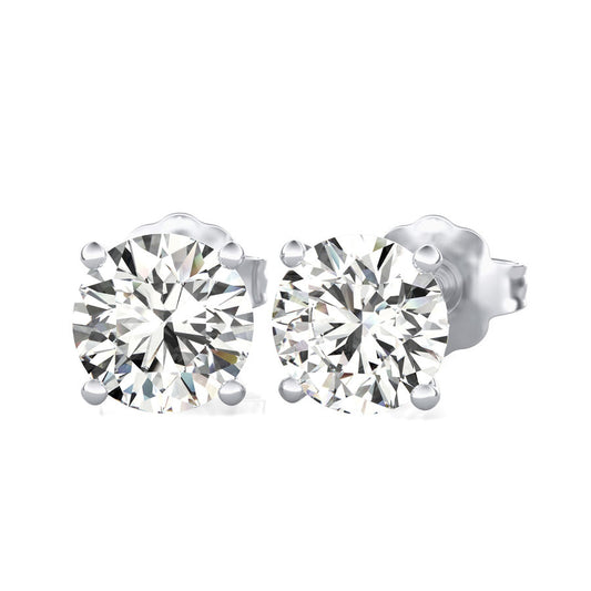 Round Natural Diamond Stud Earrings