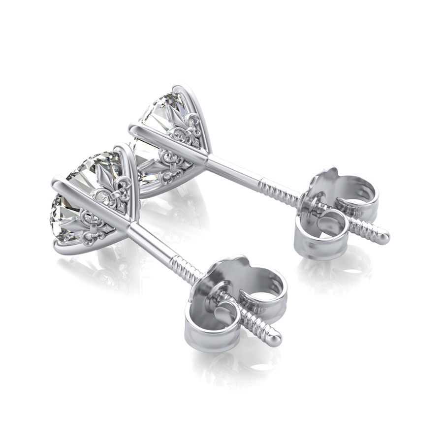 Round Natural Diamond Stud Earrings