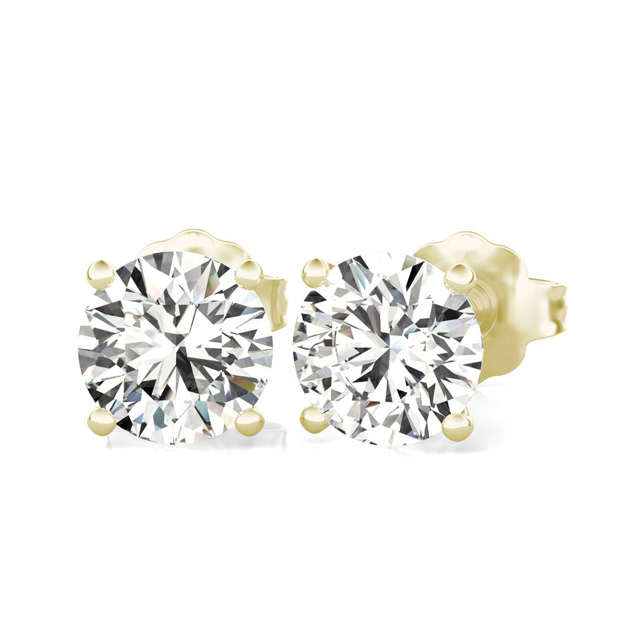Round Natural Diamond Stud Earrings