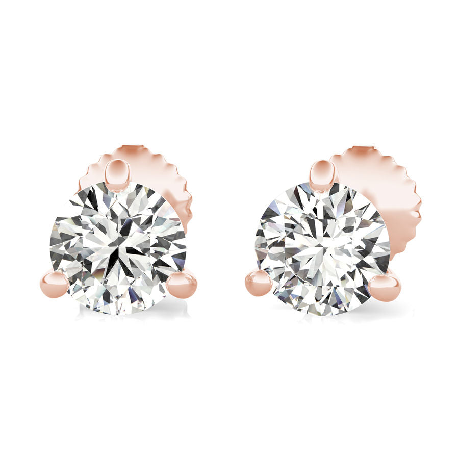 Round Natural Diamond Stud Earrings