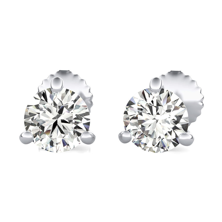 Round Natural Diamond Stud Earrings