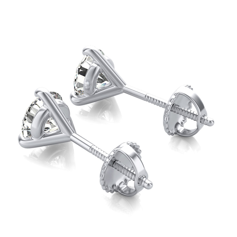 Round Natural Diamond Stud Earrings