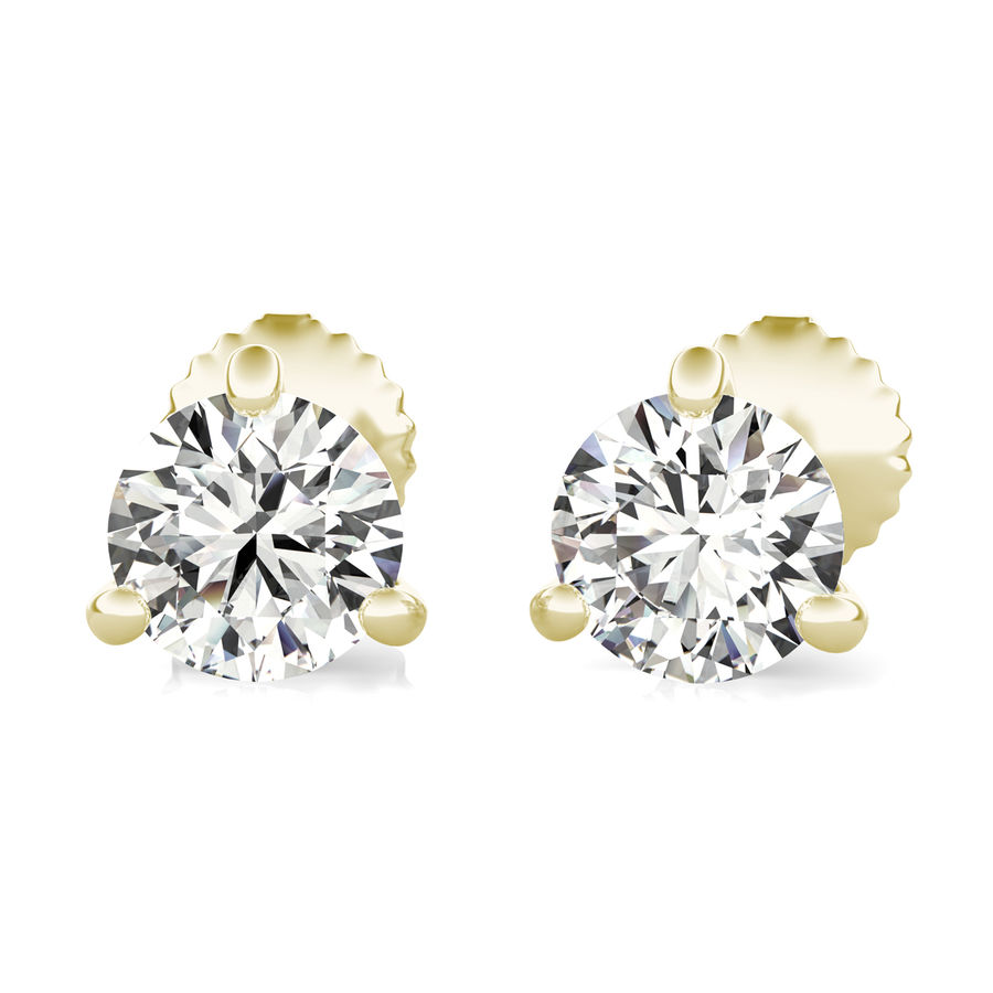 Round Natural Diamond Stud Earrings