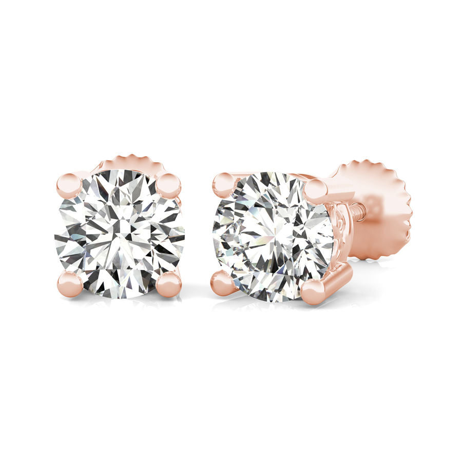 Round Natural Diamond Stud Earrings