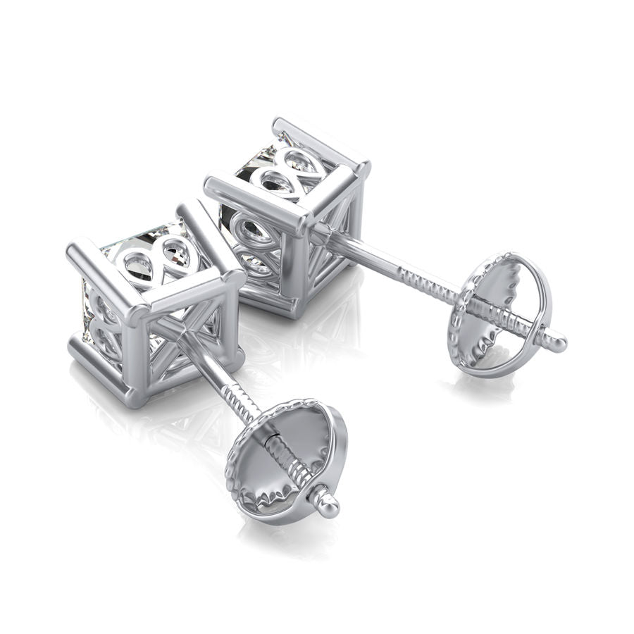 Princess Natural Diamond Stud Earrings