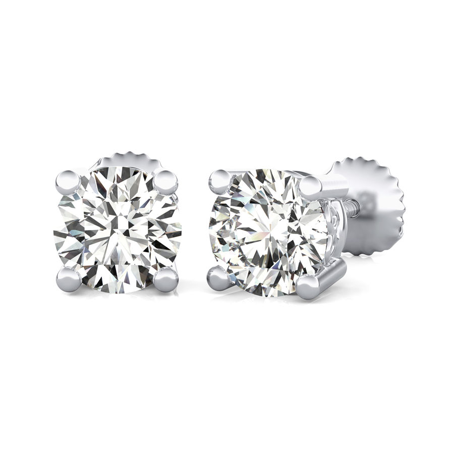 Round Natural Diamond Stud Earrings