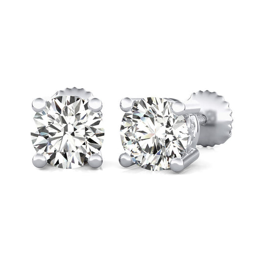Round Natural Diamond Stud Earrings