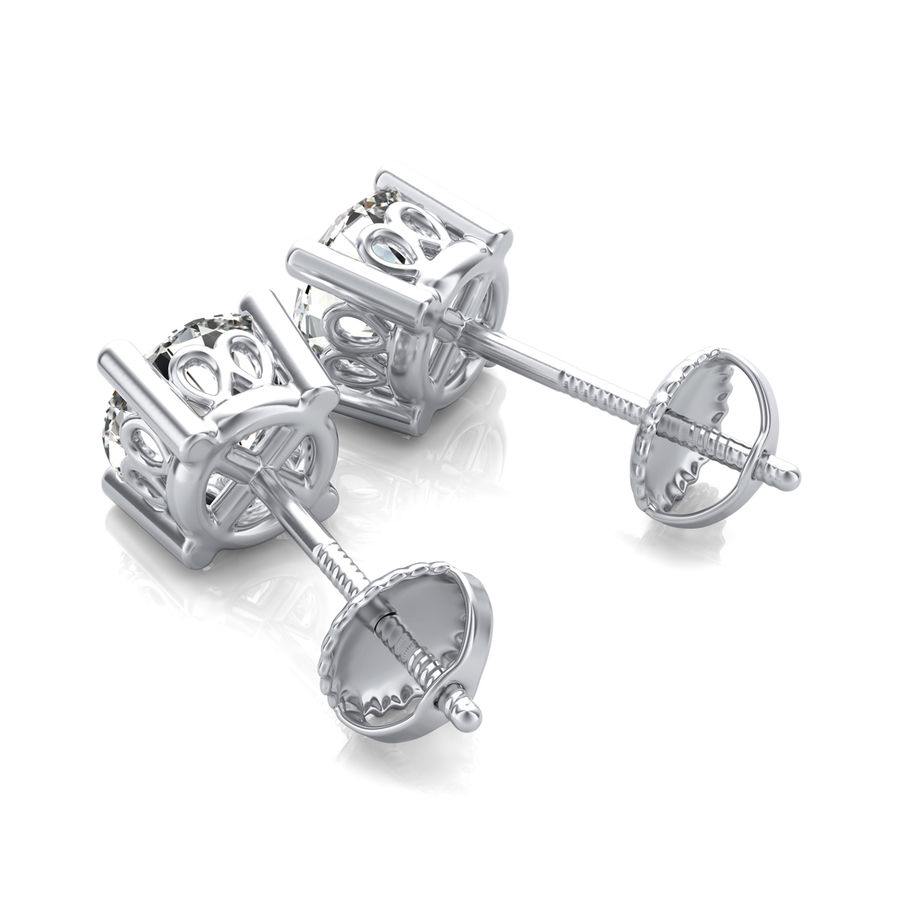 Round Natural Diamond Stud Earrings