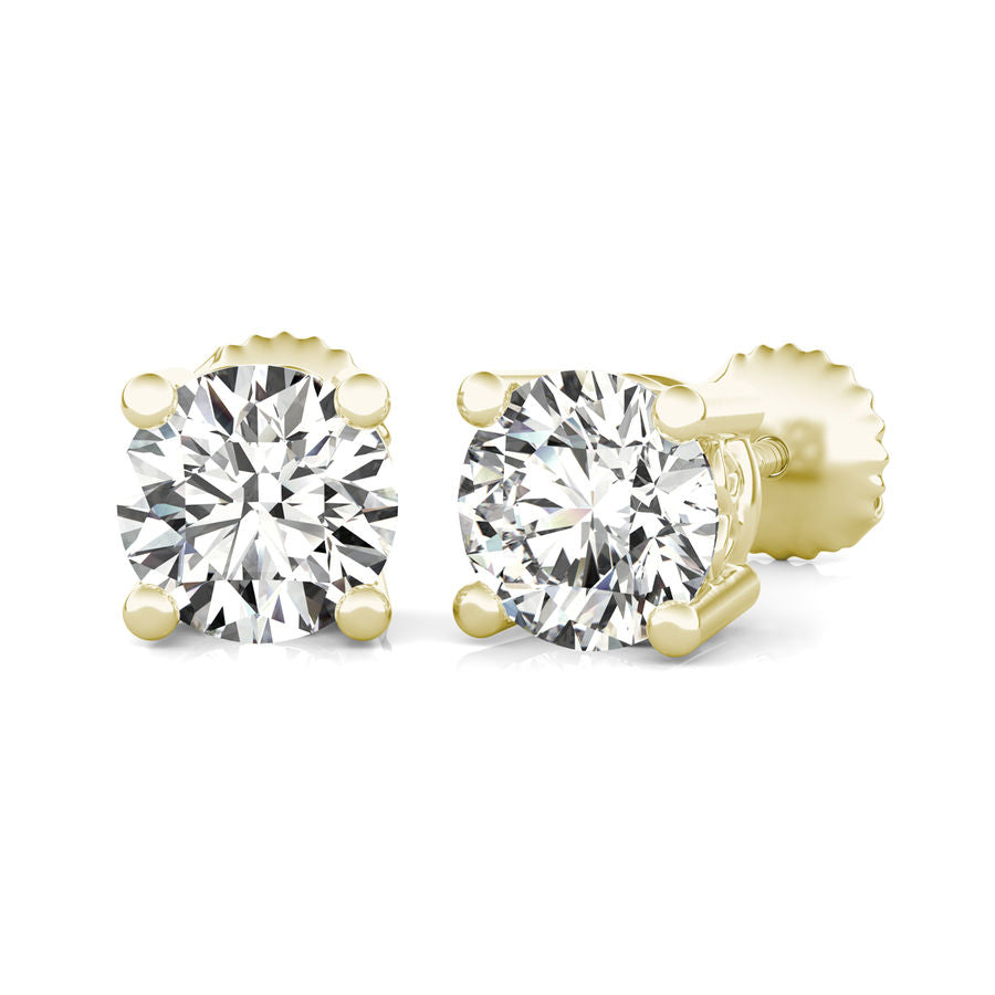 Round Natural Diamond Stud Earrings