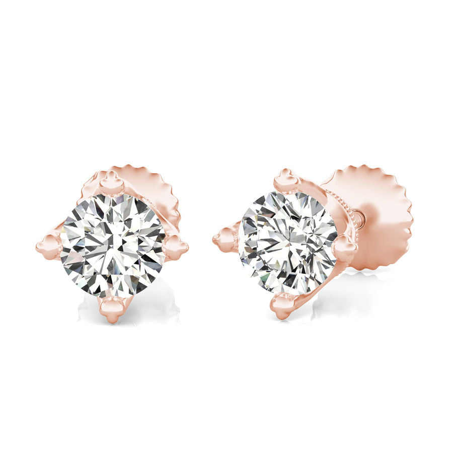 Round Natural Diamond Stud Earrings
